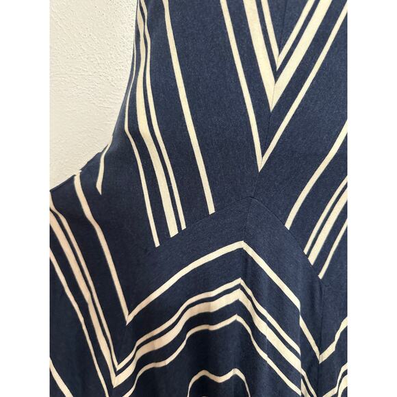 Ralph Lauren Fit & Flare Dress S Navy Blue Cream Strips Classic Preppy Old Money - Picture 4 of 10